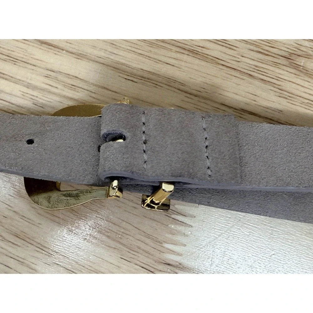 LoveStrength Genuine Leather Western Boho‎ Belt Taupe Gold Tone M/L  #23